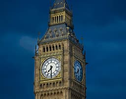 Big Ben tower against blue sky